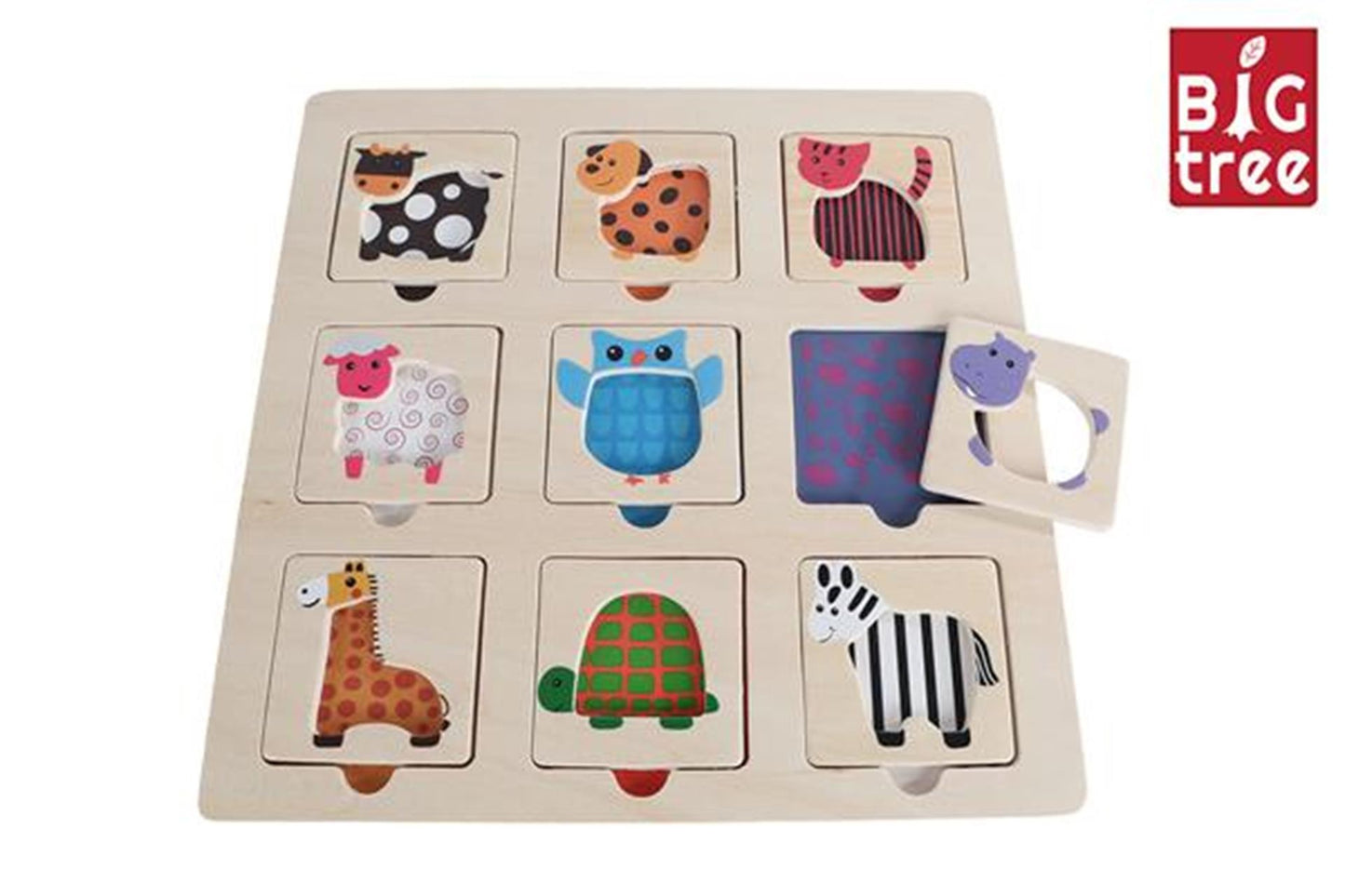 Puzzle di inserto in legno Trova l'animale al colore, 9 °.
