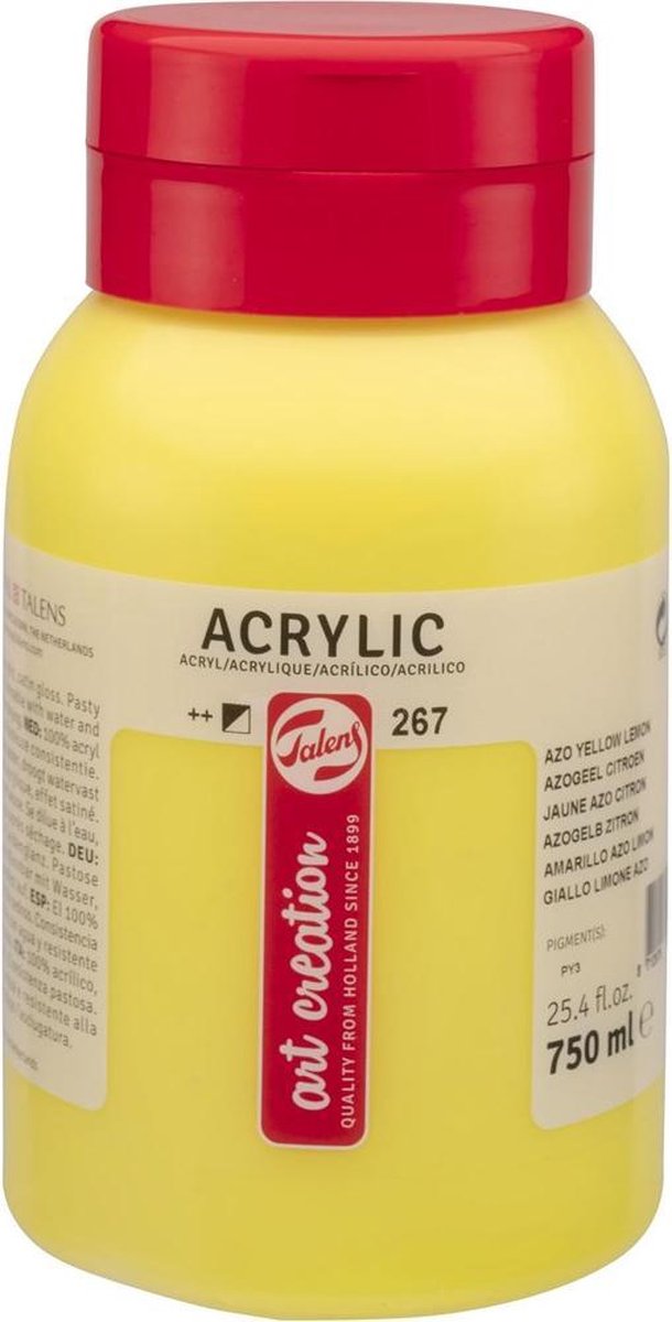 Vernice acrilica Talens Art Creation Barattolo da 750 ml Azo Yellow Lemon 267