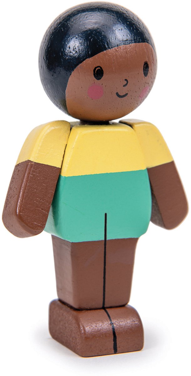 Muñeca de casa de muñecas de hoja tierna mocha boy - muñeca de juguete de madera.