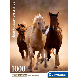 Clementoni puzzle 1000 pezzi cavalli in corsa compatti | 2 pezzi
