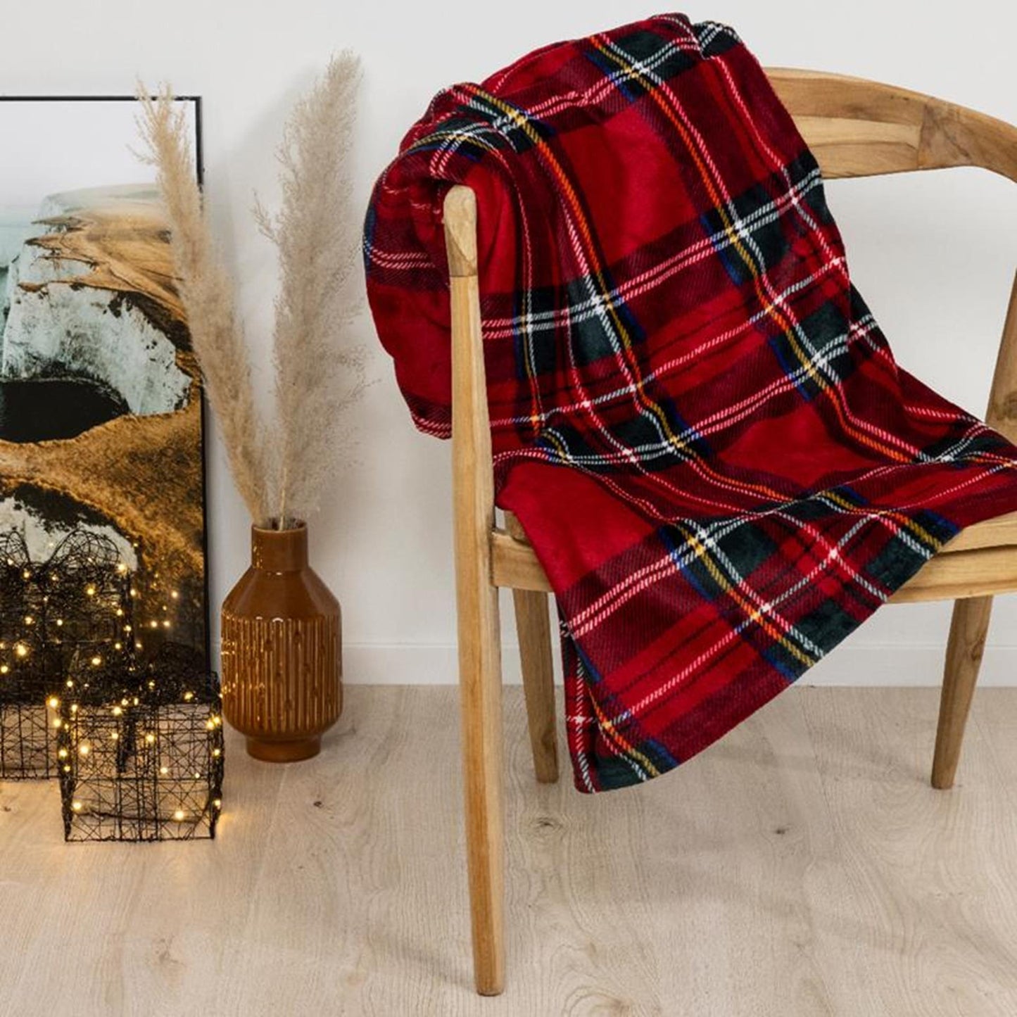 Decoris plaid in flanella di poliestere a quadri 150x200cm