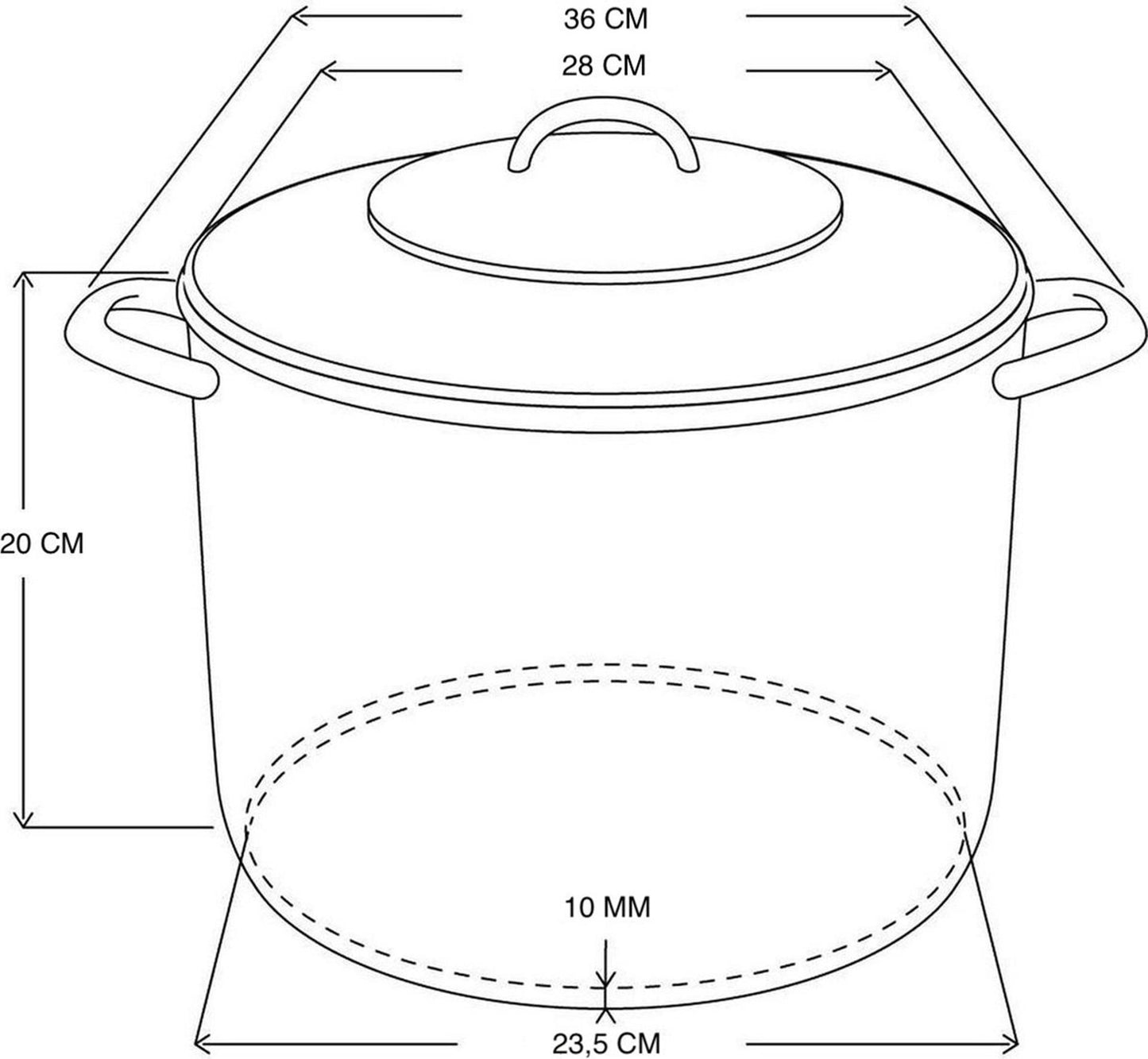 Olla sopera Deksi con tapa de cristal 10l ø26cm