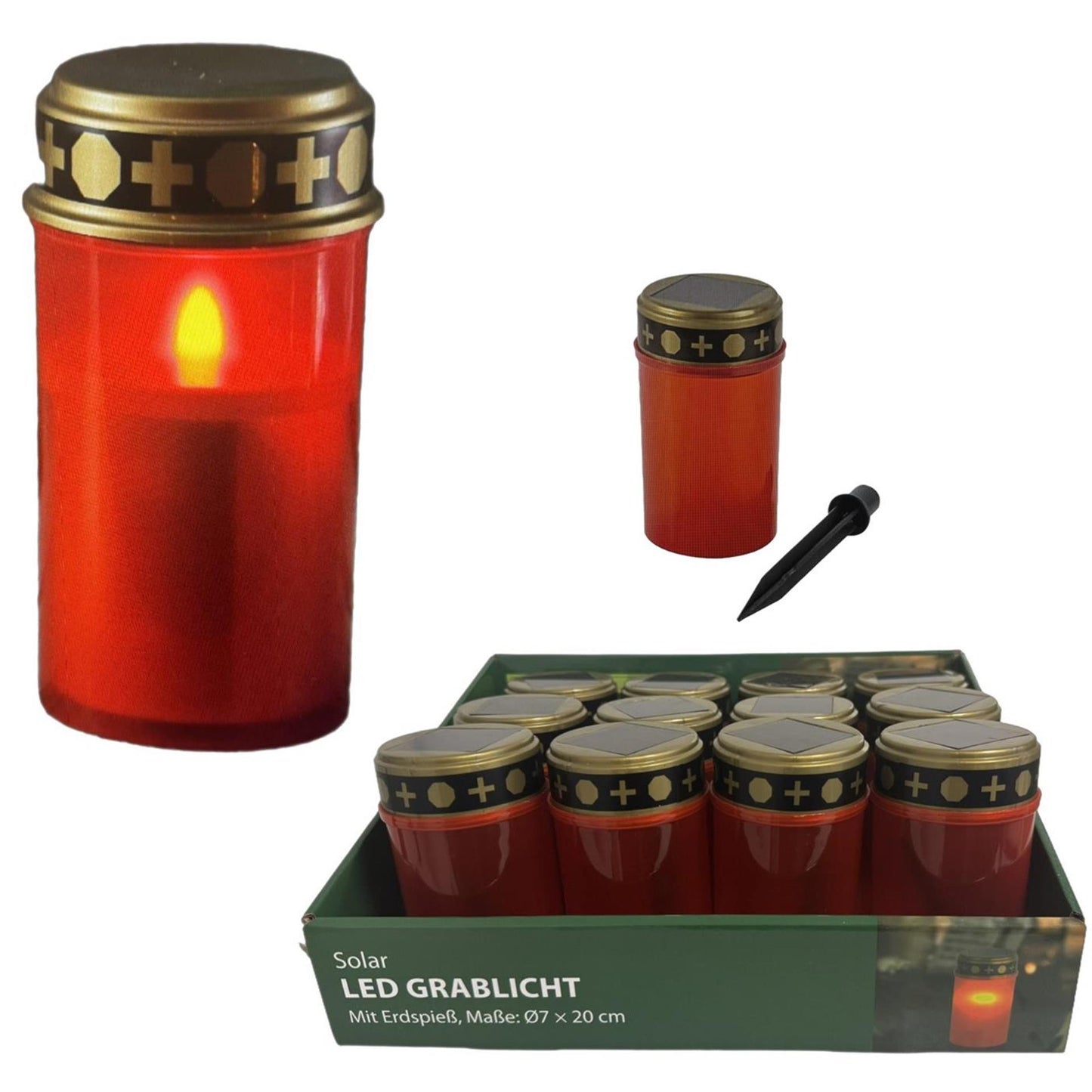 Z1 Luce tombale LED solare rossa ø7xh20cm