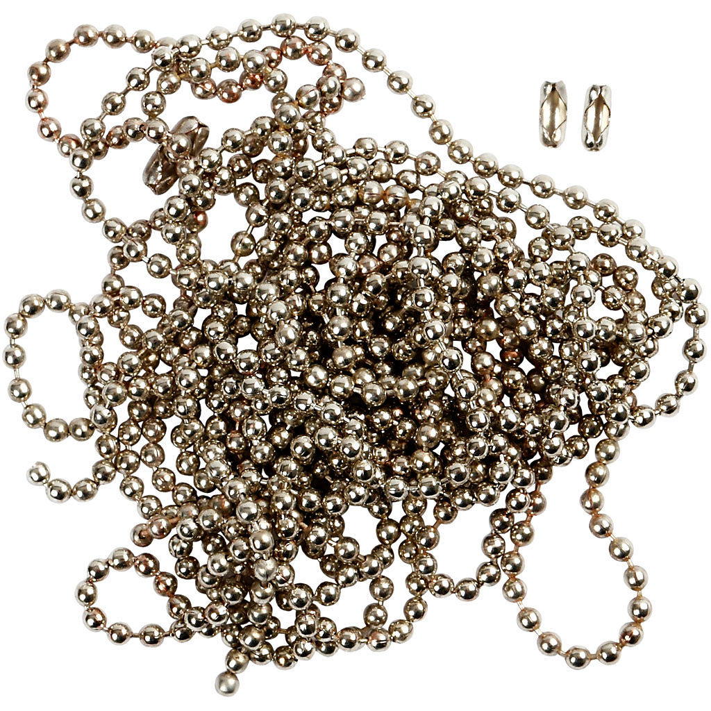 Cadena de bolas Creativ Company, d 1,5 mm, plateada, 3 m 1 rollo
