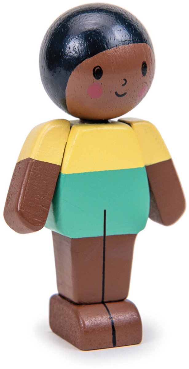 Muñeca de casa de muñecas de hoja tierna madre moca - muñeca de juguete de madera.