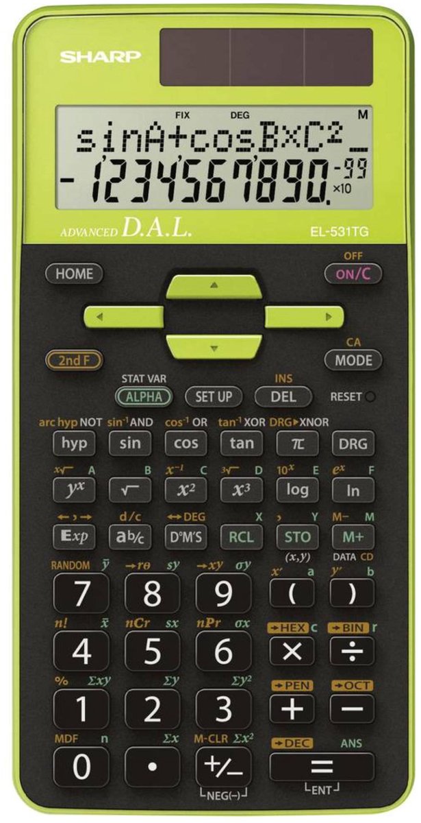 Calcolatrice scientifica Sharp - el531tggr - nero verde - 1x batteria LR44 - sh-el531tggr