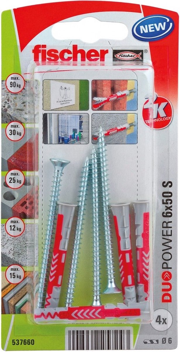 Fischer 537660 duopower 6 x 50 s k nv pluggenset 50 mm 6 mm 1 set(s)