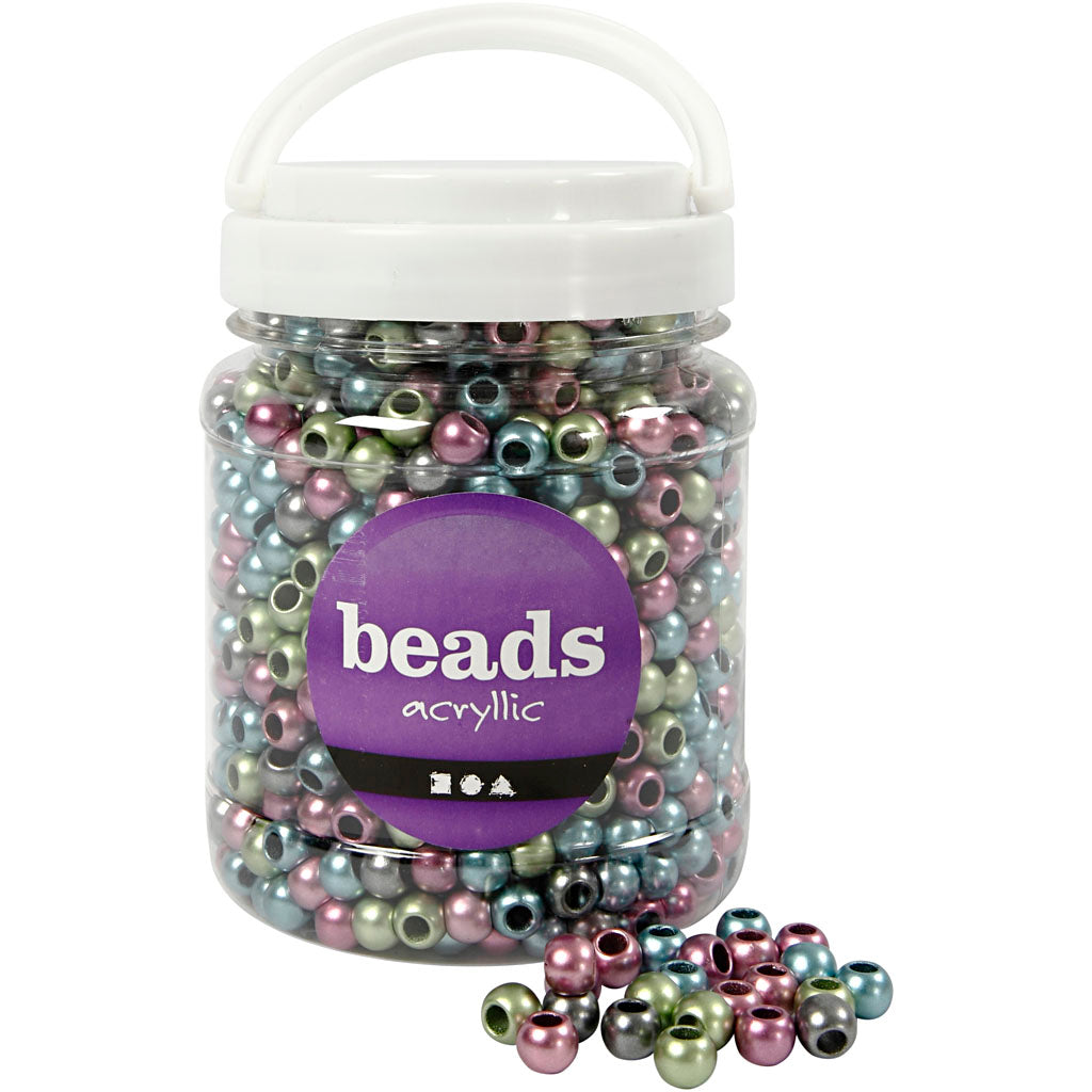 Perline pony della Creativ Company, d 10 mm, dimensione del buco 4 mm, ca. 1000 pezzi, 380 g, 700 ml 1 scatola
