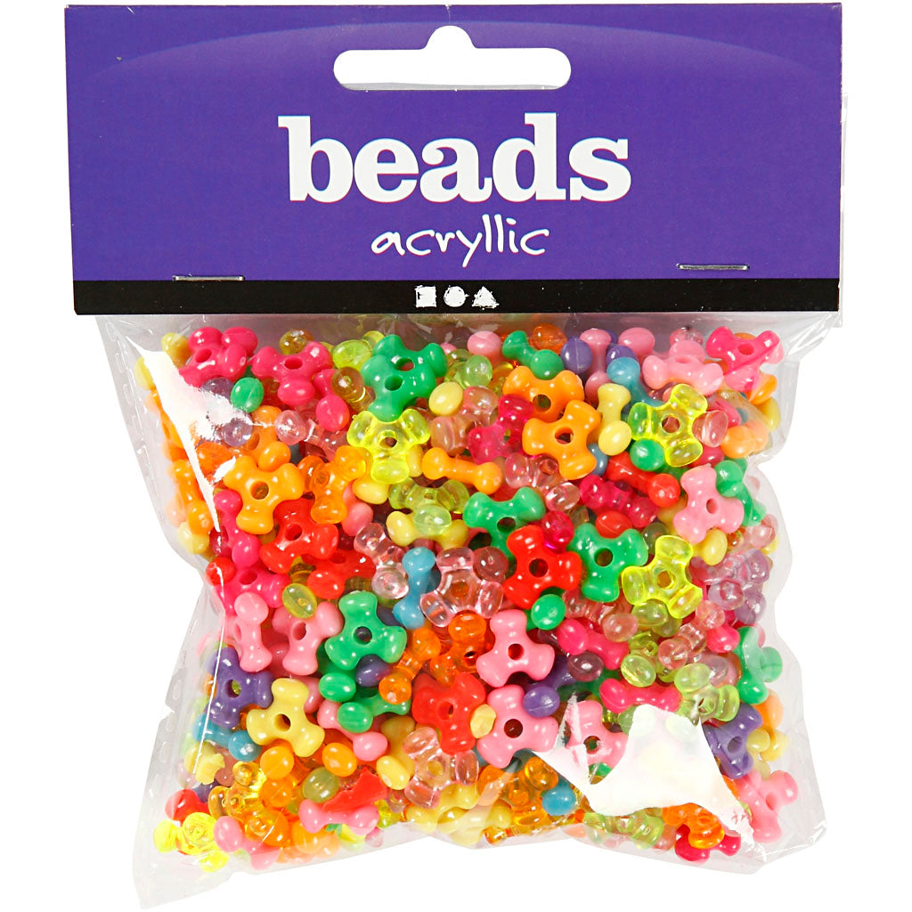 Creative Company Tri perline mix, d 10 mm, dimensione del foro 2 mm, ca. 200 pezzi, 65 gr, 125 ml 1 scatola