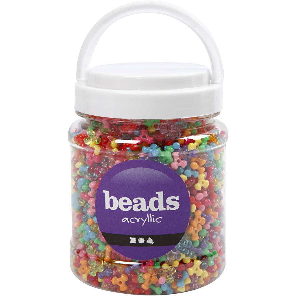 Mix di tre perle della Creativ Company, d 10 mm, dimensione del buco 2 mm, ca. 2800 pezzi, vari colori, 385 g, 700 ml 1 scatola
