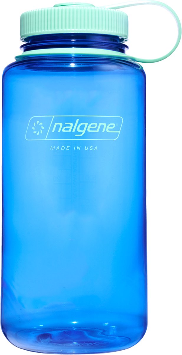 Nalgene - botella de boca ancha - botella para beber - botella de agua - a prueba de fugas - 1000 ml - sin bpa - sustentable - azul aciano