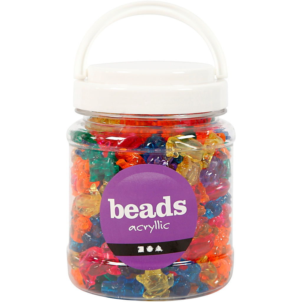 Perle figura della compagnia creativ, Dim 25 mm, dimensione del foro 4 mm, ca. 220 pezzi, vari colori, 700 ml 1 scatola