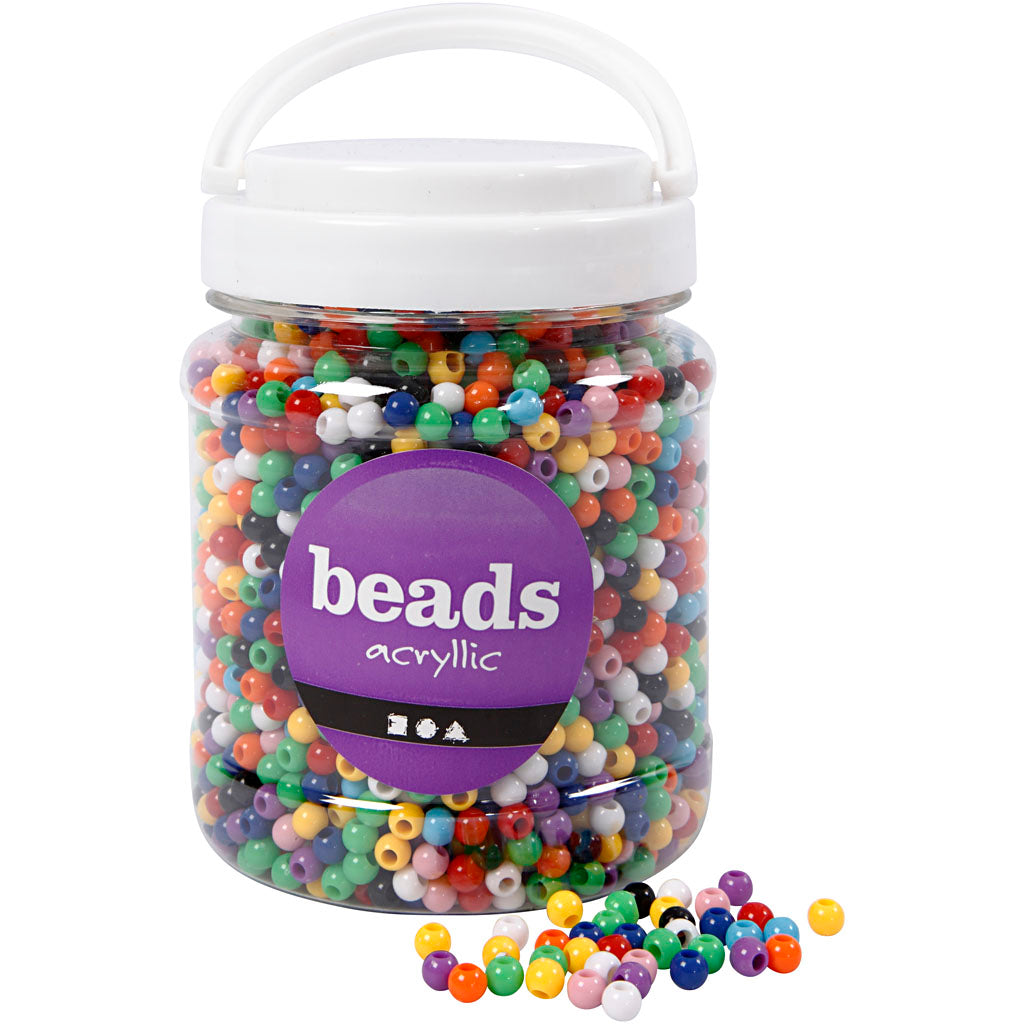 Cuentas de pony Creativ Company, dia 6 mm, medida del agujero 3 mm, aprox. 3830 piezas, varios colores, 425 g, 700 ml 1 caja