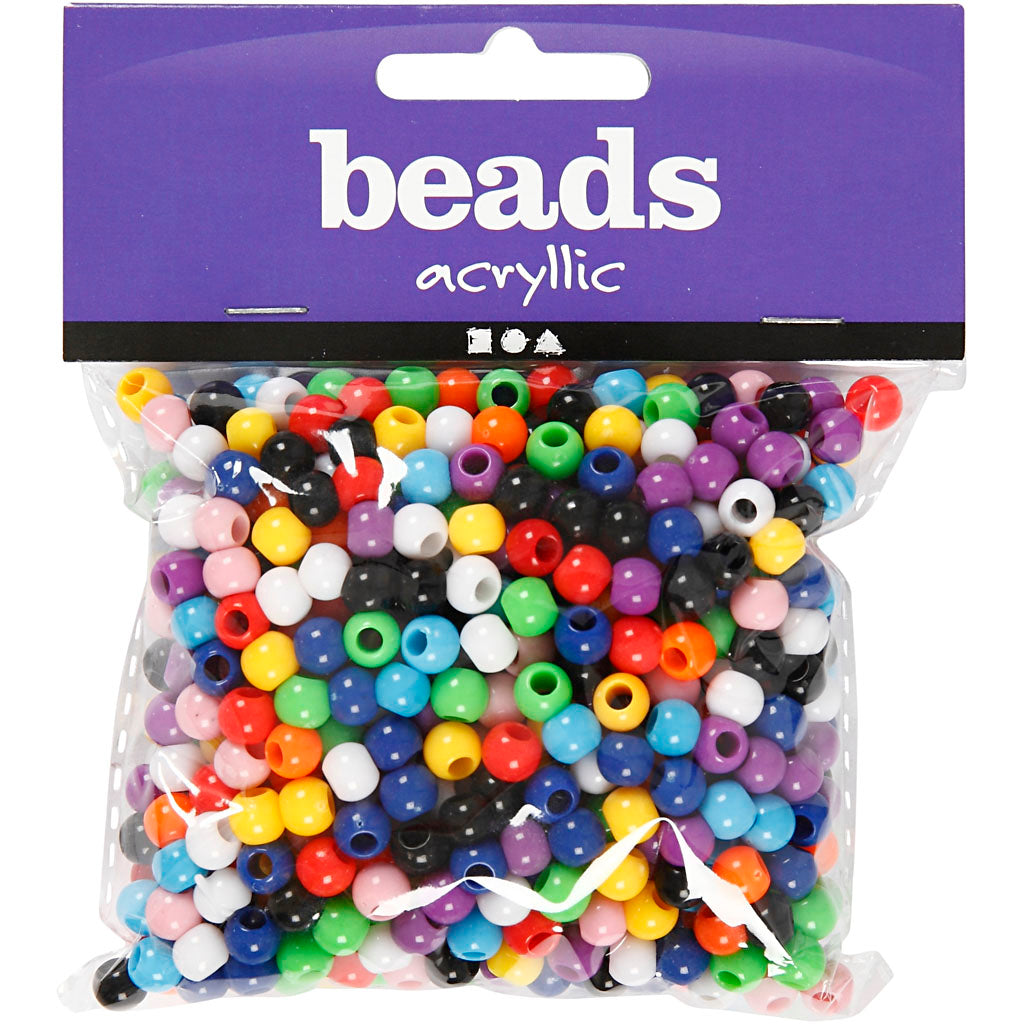 Cuentas de pony Creativ Company, dia 6 mm, medida del agujero 3 mm, aprox. 600 piezas, 75 g, 125 ml 1 caja