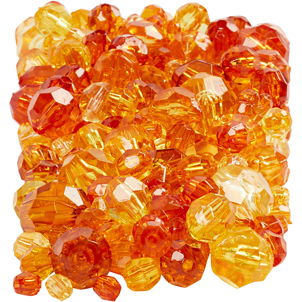 Perline sfaccettate dell'azienda Creativ, misura 4-12 mm, dimensione del buco 1-2,5 mm, ca. 860 pezzi, giallo (32227), 250 g 1 scatola
