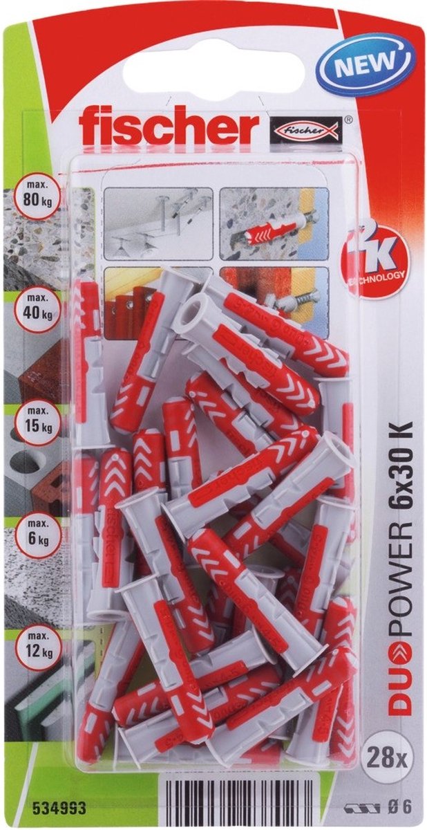 Fischer studs duopower 534993 ø 6 x 30 mm nylon