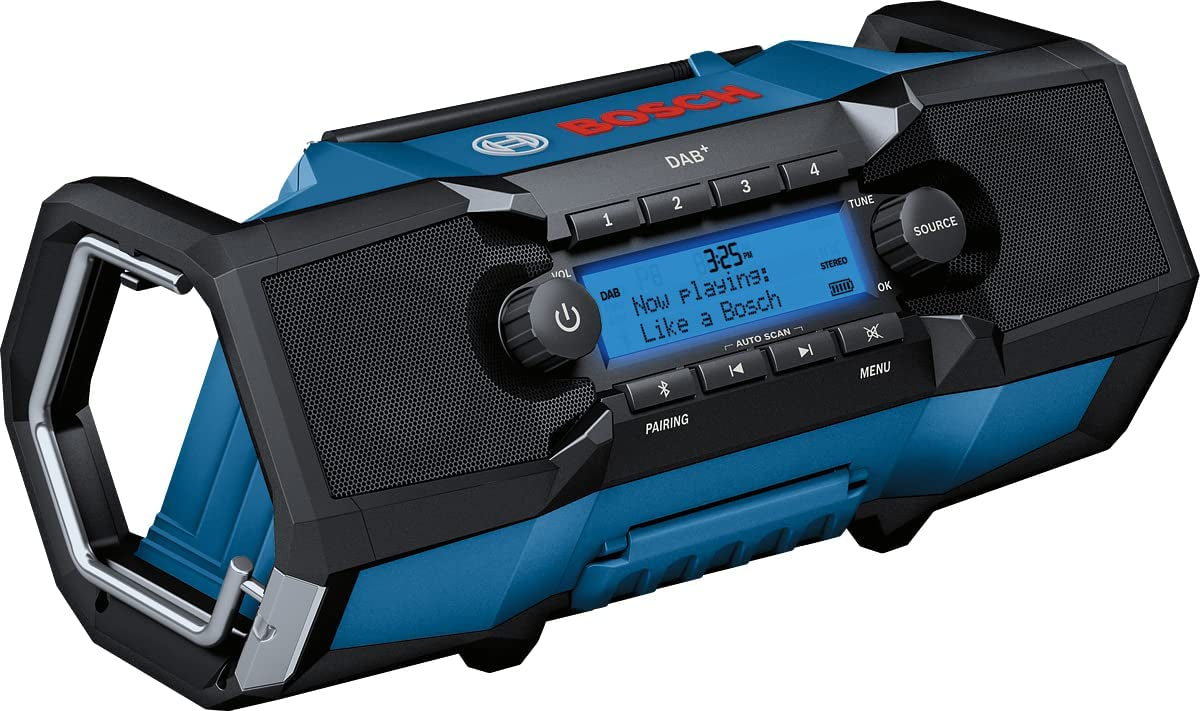 Radio de construcción bosch gpb azul 18v-2 sc 18v | (recepción vía DAB+, Bluetooth, FM y AUX) | sin cargador de batería - 06014a3100