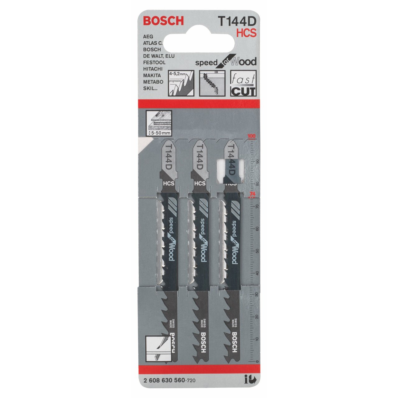 Accesorios bosch hoja de sierra de calar t 144 d speed para madera 3 piezas - 2608630560