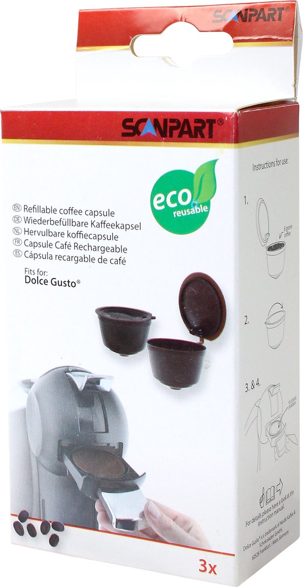 Portabicchieri ricaricabile Scanpart - per caffè macinato - adatto per macchine dolce gusto - alternativo - 3 pezzi