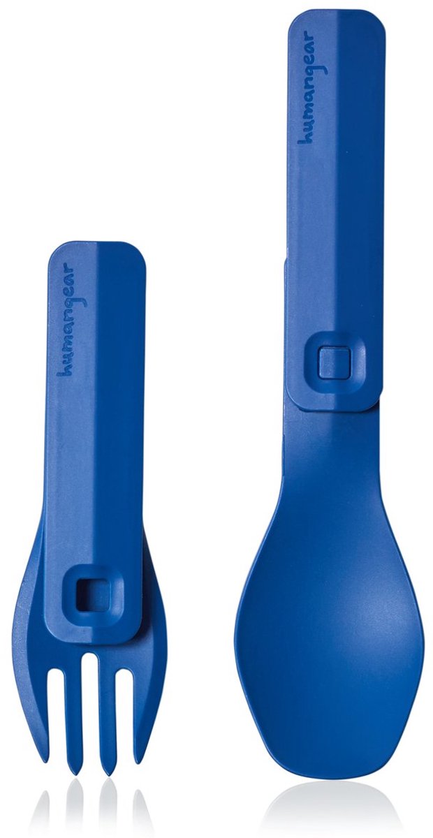 Equipo humano - gobites duo click - reutilizable - ligero - cubiertos - azul - cubiertos de camping