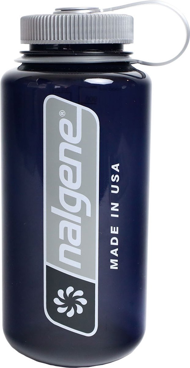 Nalgene - botella de boca ancha - 1000 ml - botella para beber - botella de agua - libre de bpa - a prueba de fugas - logotipo grande vertical - sustentar