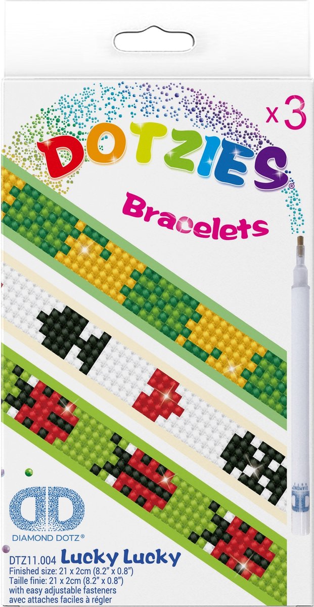 Diamond dotz® diamond dotz dotzies lucky armbandjes - diamond painting - 804 dotz - 21x2 cm