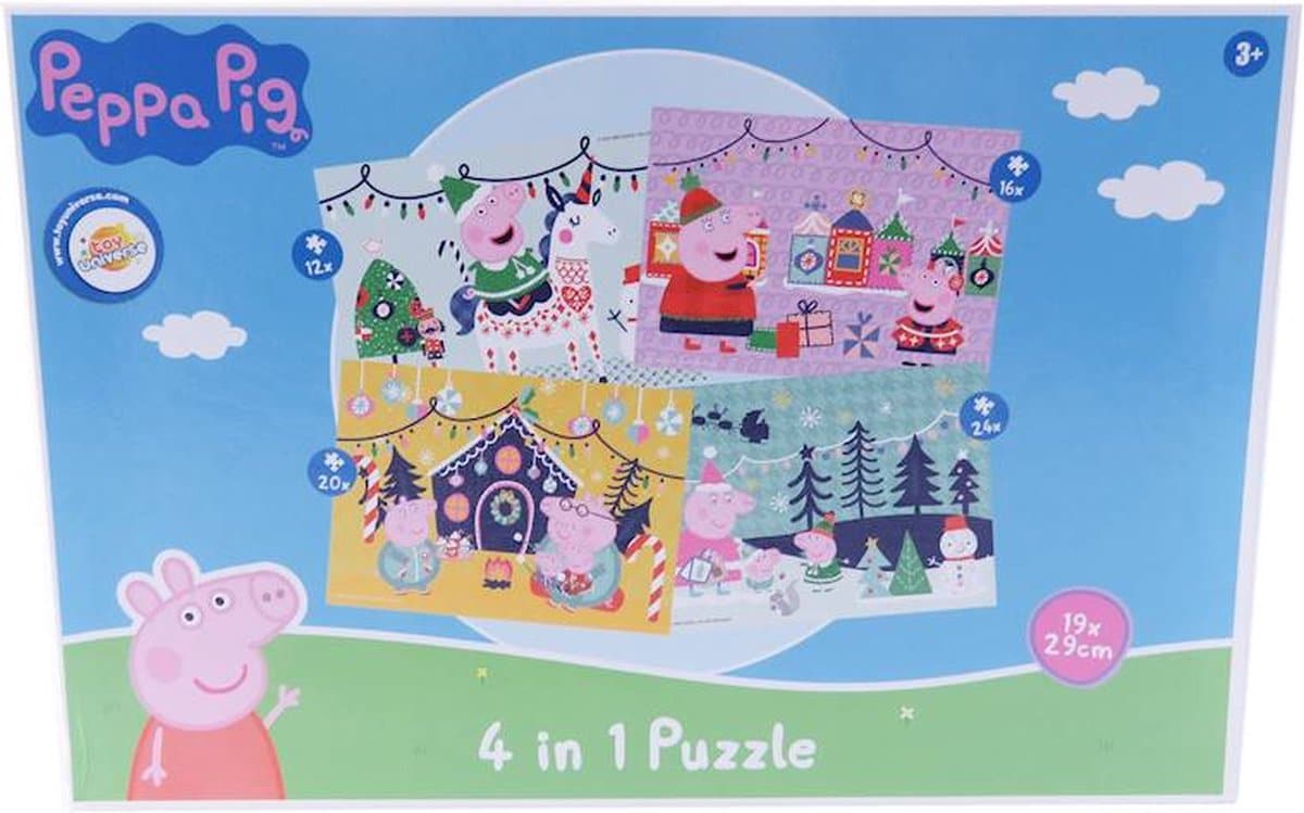Rompecabezas para niños - Peppa Pig Christmas - Puzzle - 4 en 1 rompecabezas