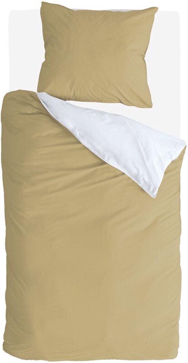 Funda nórdica Byrklund de lado - 140x220 - 100% algodón - amarillo ocre blanco
