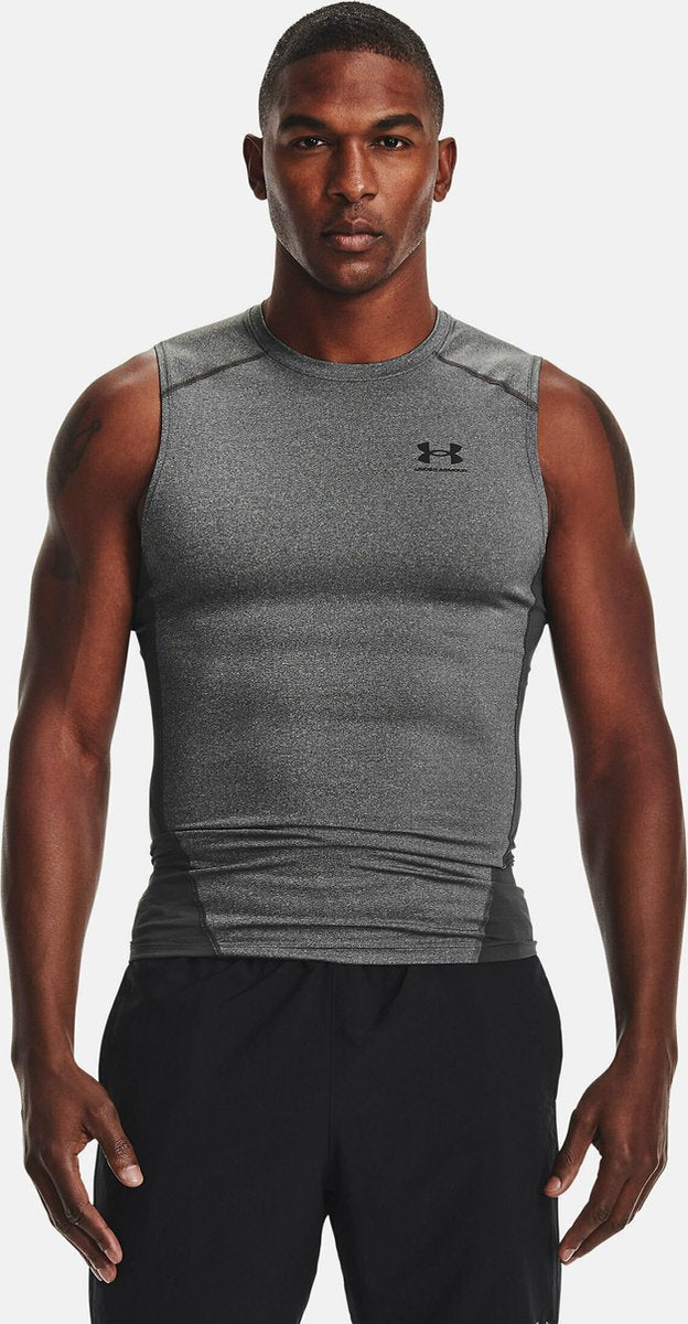 Maglietta sportiva Under Armour UA HG Armor Comp SL-Gry da uomo - Carbon Heather - Nera