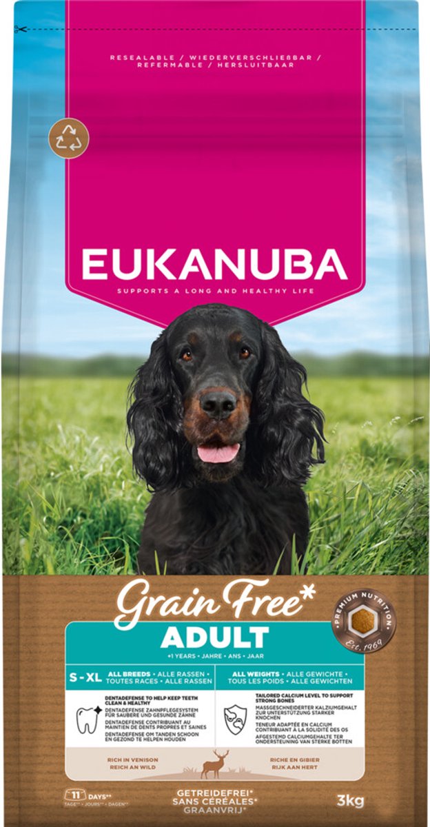 Eukanuba comida para perros sin cereales adultos todos los tamaños ciervo - 3 kg