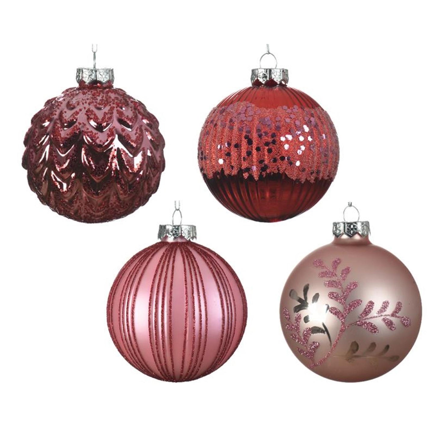 Decoris bolas de navidad mezcla de vidrio ds a 12 piezas rosa