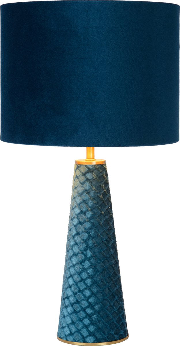 Lucide extravaganza terciopelo - lámpara de mesa - ø 25 cm - 1xe27 - turquesa