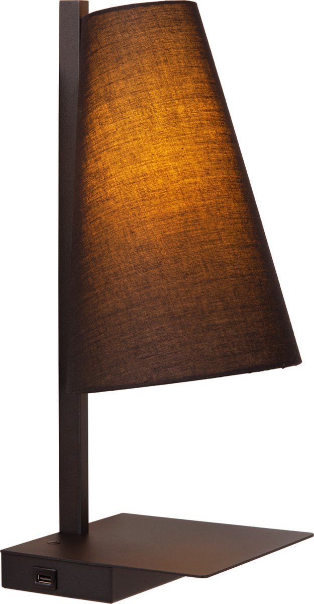 Lucide gregory - lampada da comodino lampada da parete - 1xe27 - con presa di ricarica USB - nera