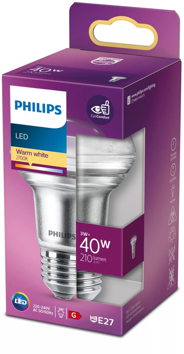 Reflector LED Philips 40W E27 luz blanca cálida