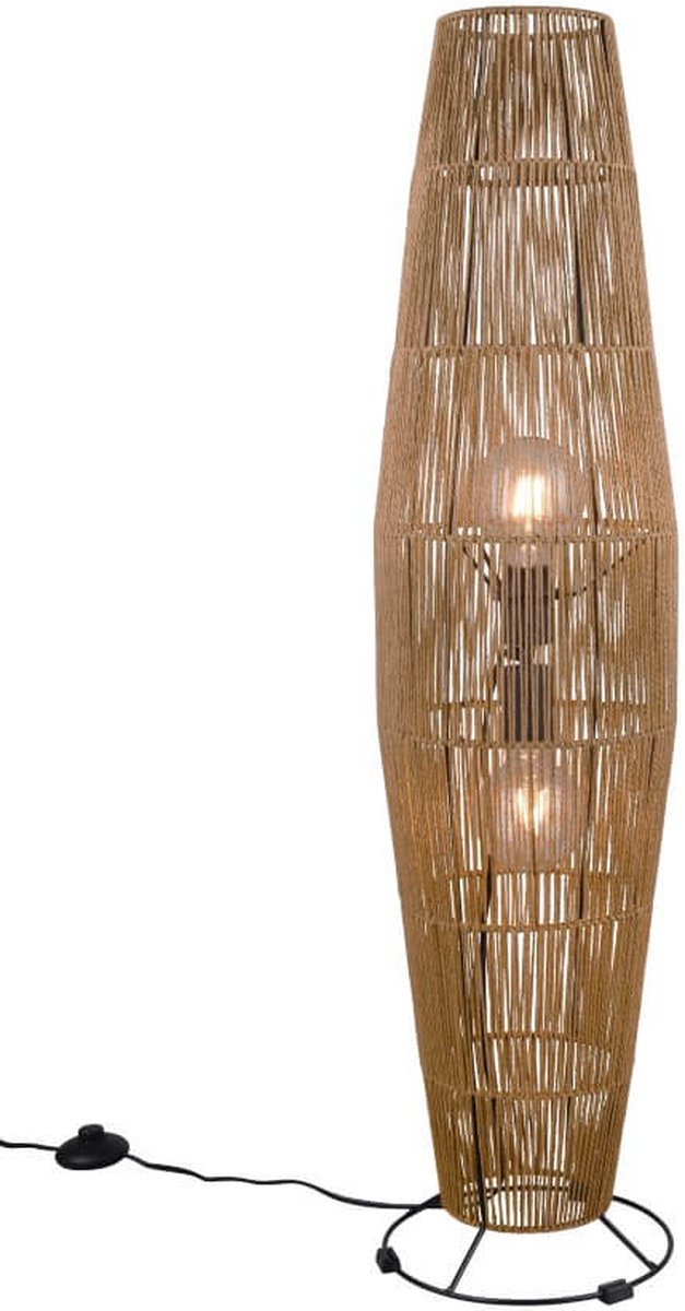 Rl vive tu luz realidad miki - lámpara de pie - marrón - excl. 2x e27 40w - interruptor de pie - sisal natural
