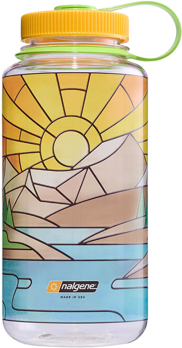 Nalgene - botella de boca ancha - botella para beber - botella de agua - 1000 ml de agua de río teñida transparente - sin bpa