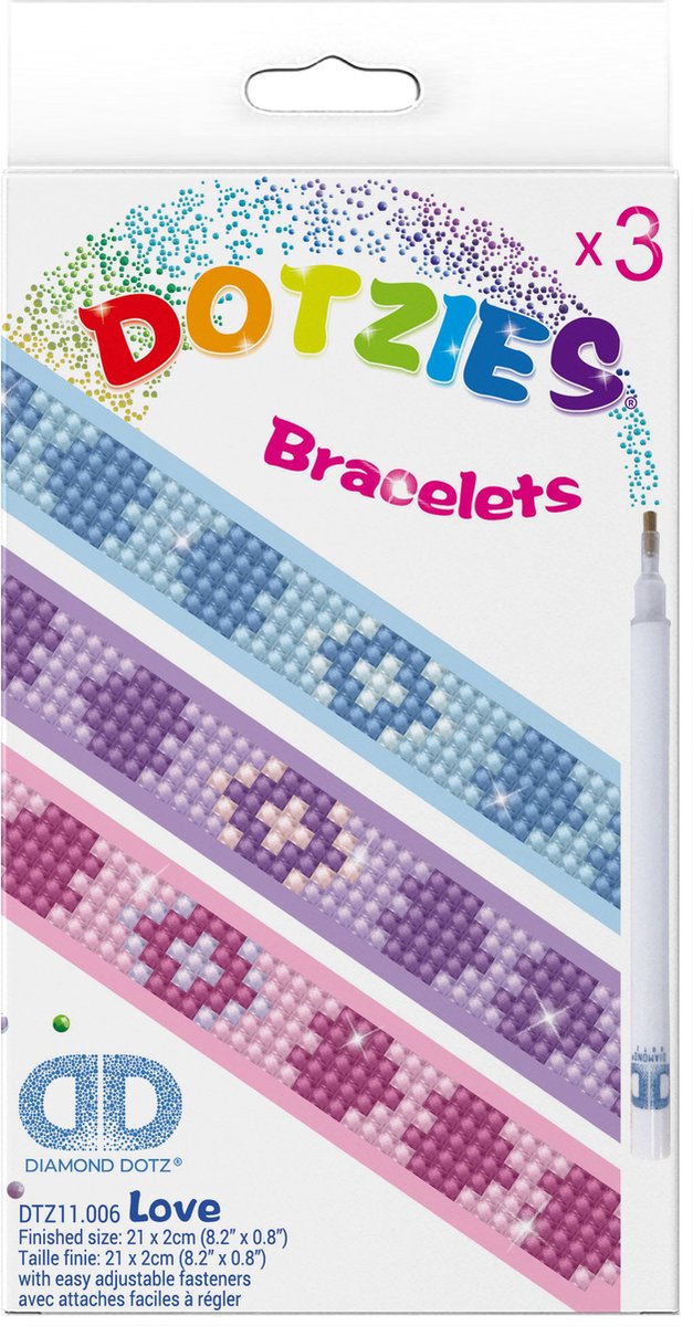 Diamond dotz® diamond dotz dotzies love armbandjes - diamond painting - 804 dotz - 21x2 cm