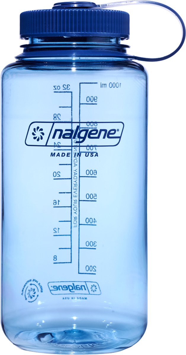 Nalgene - biberón de boca ancha - biberón - botella de agua - a prueba de fugas - 1000ml - libre de bpa - sustentable - azul bebé