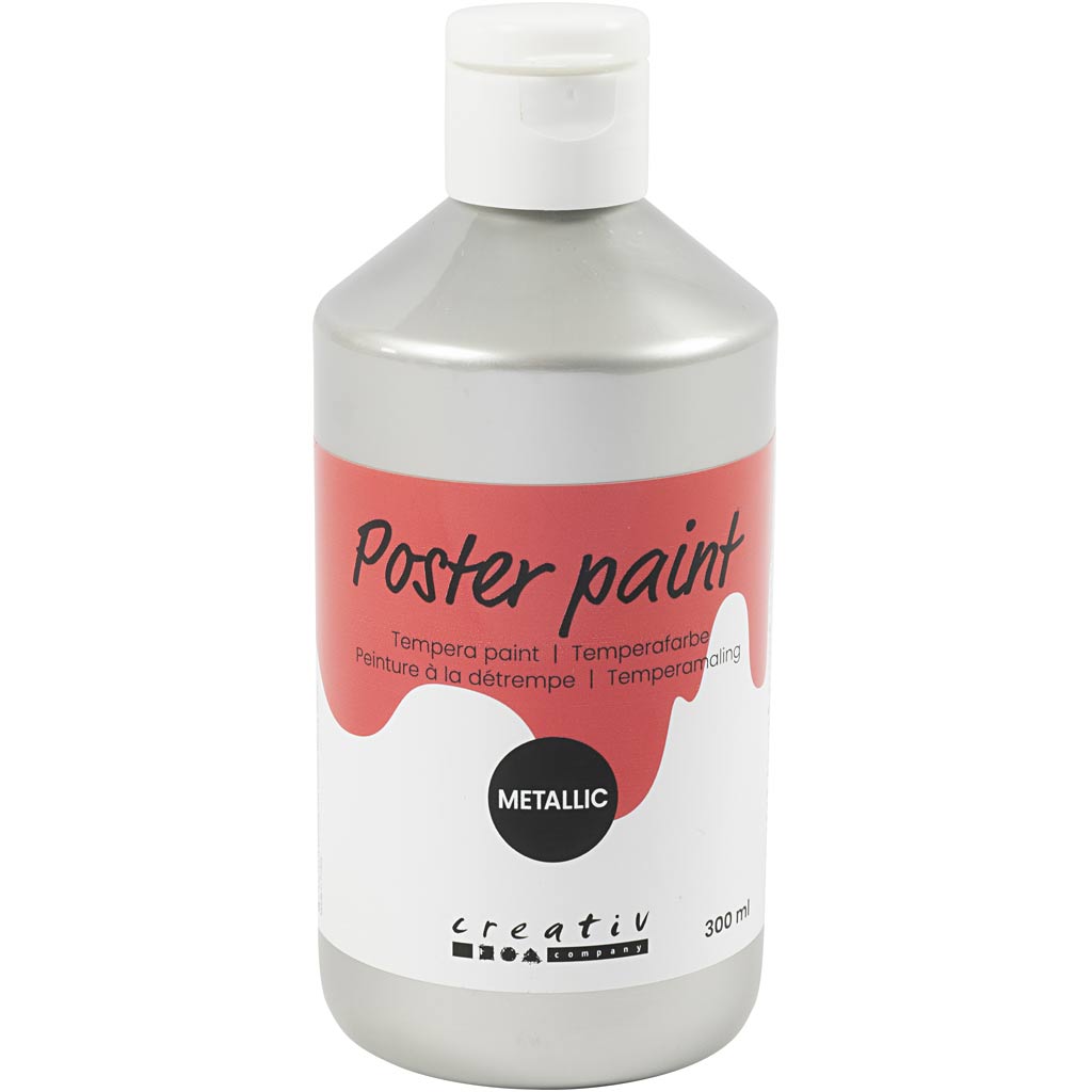 Creativ company pintura al temple metalizada, plateada, 300 ml 1 caja