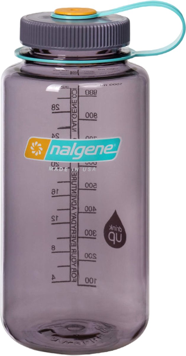 Nalgene - botella de boca ancha - botella para beber - botella de agua - a prueba de fugas - 1000ml - libre de bpa - sustentar - berenjena