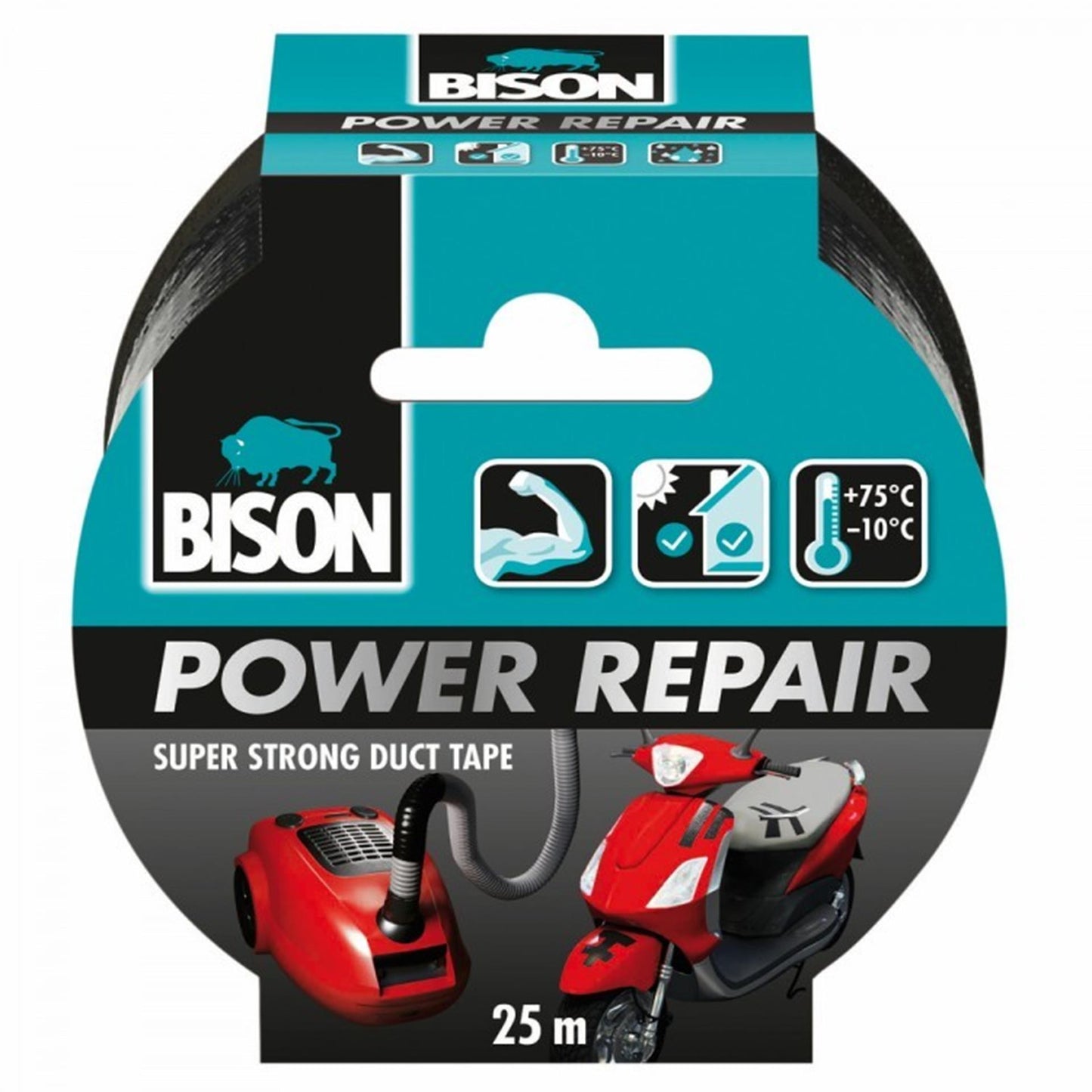 Cinta adhesiva Bison power negra 25mx4,8cm