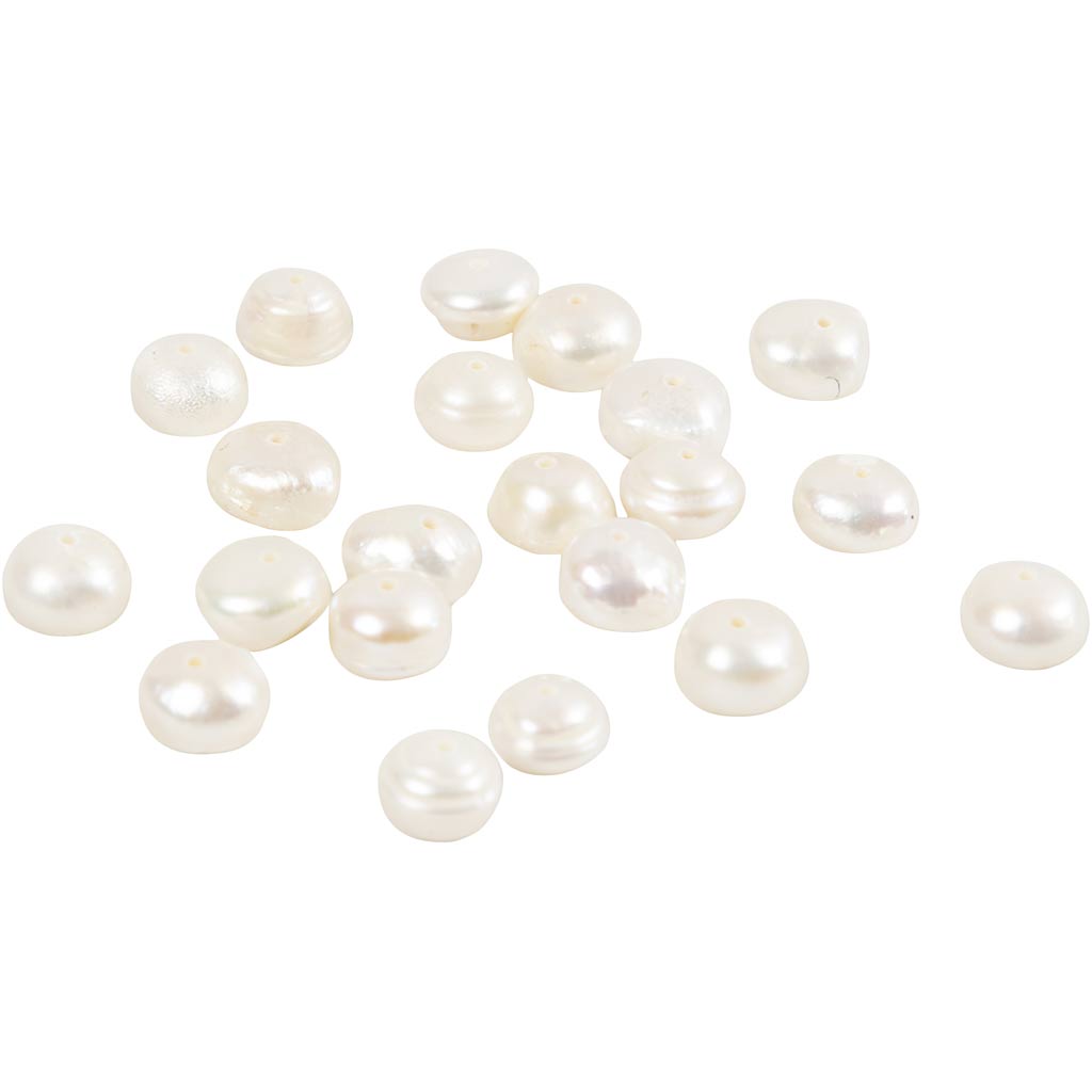 Perle d'acqua dolce dell'azienda Creativ, misura 4-6 mm, dimensione del buco 1 mm, ca. 57 pezzi, madreperla, 40 cm 1 scatola