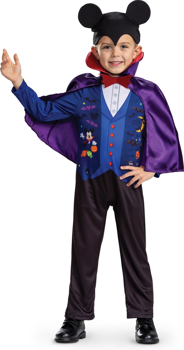 Disfraz Disney Halloween, disfraz de vampiro Mickey clásico para niño pequeño, talla M (3t-4t años)
