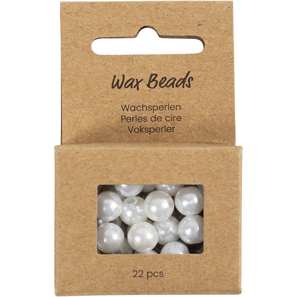 Perle di cera Creative Company, d 8 mm, misura del buco 2,3 mm, madreperla, 22 pezzi 1 scatola