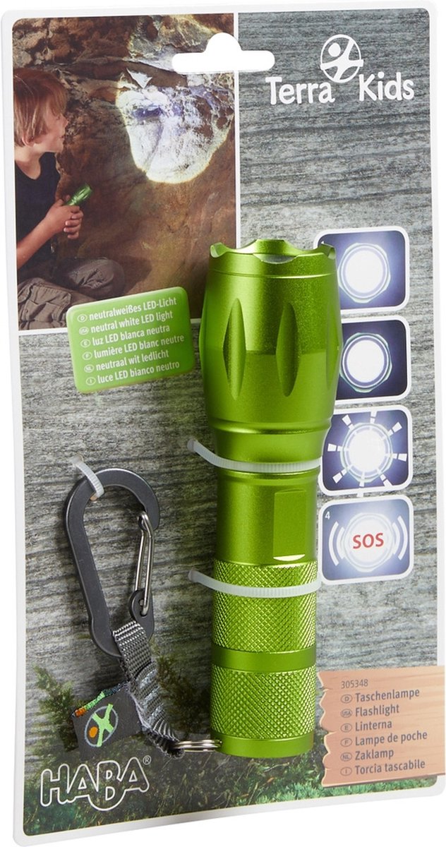 Haba linterna terra kids led 13 cm junior aluminio verde