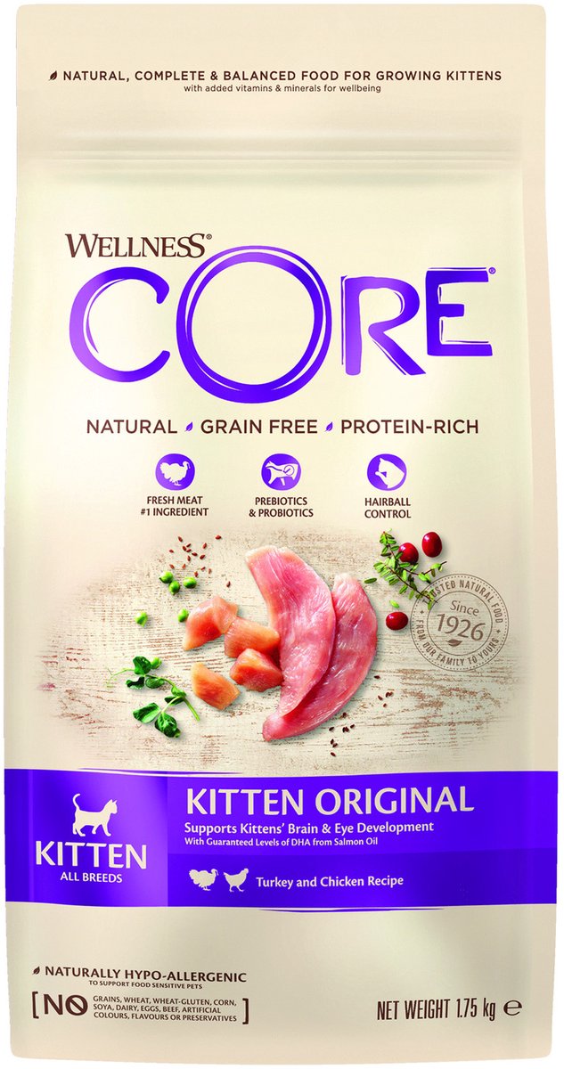 Wellness core grain free gatito - pollo pavo - comida para gatos - 1,75 kg
