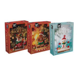 Set de crochet Navidad reno navideño, pelirrojo o muñeco de nieve 3 surtidos | 3 piezas