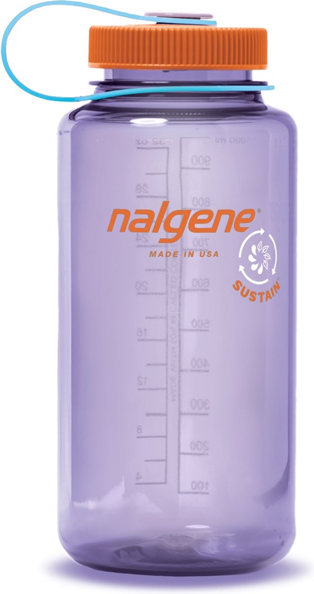 Nalgene - botella de boca ancha - botella para beber - botella de agua - a prueba de fugas - 1000ml - sin bpa - sustentable - amatista