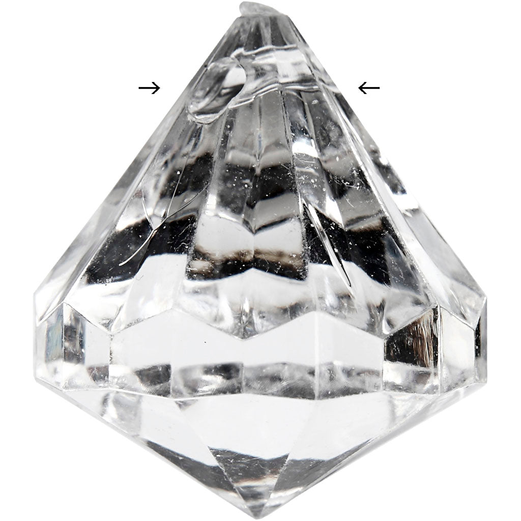 Perle acriliche Creative Company, misura 27x30 mm, misura buco 2,5 mm, trasparente lucido, 8 pezzi 1 scatola