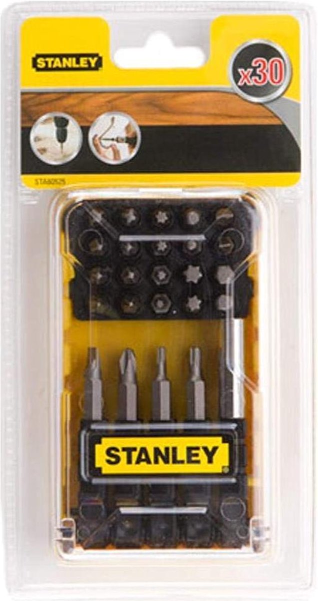 Stanley serie sta60525-xj - set di punte a vite - 30 pezzi - supporto magnetico - acciaio inossidabile